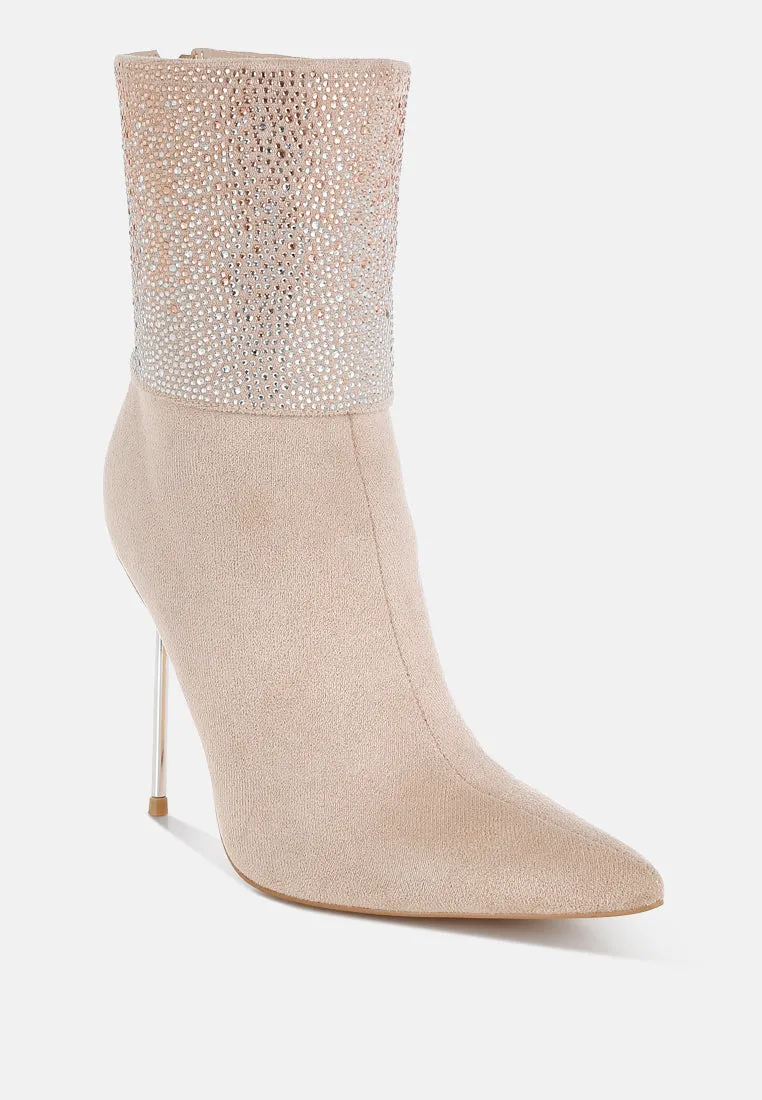 Rhinestones Embellished Foldover Boots By RAG