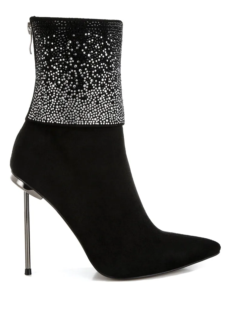 Rhinestones Embellished Foldover Boots By RAG
