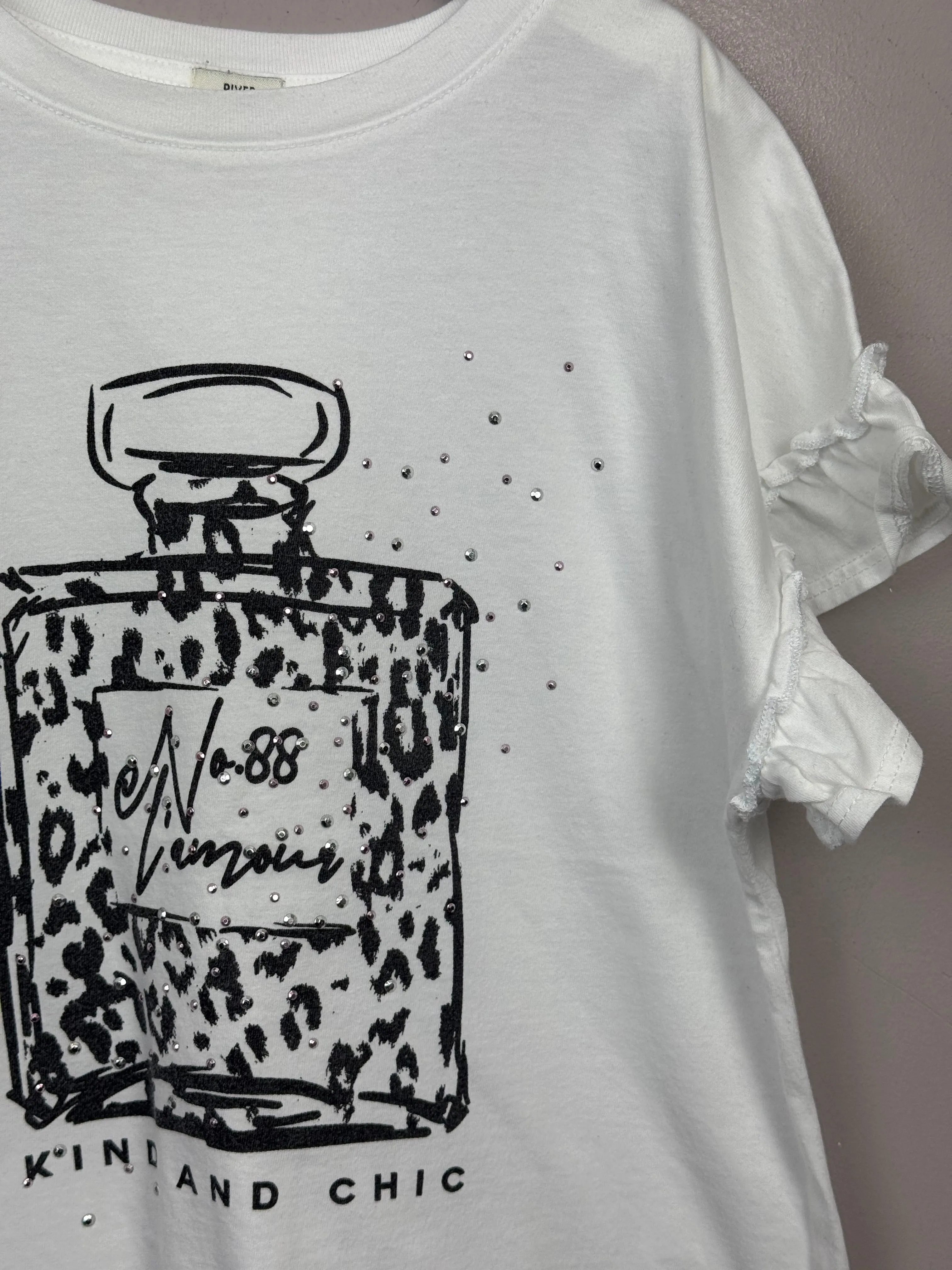 River Island White Perfume Bottle T-shirt 9-10y