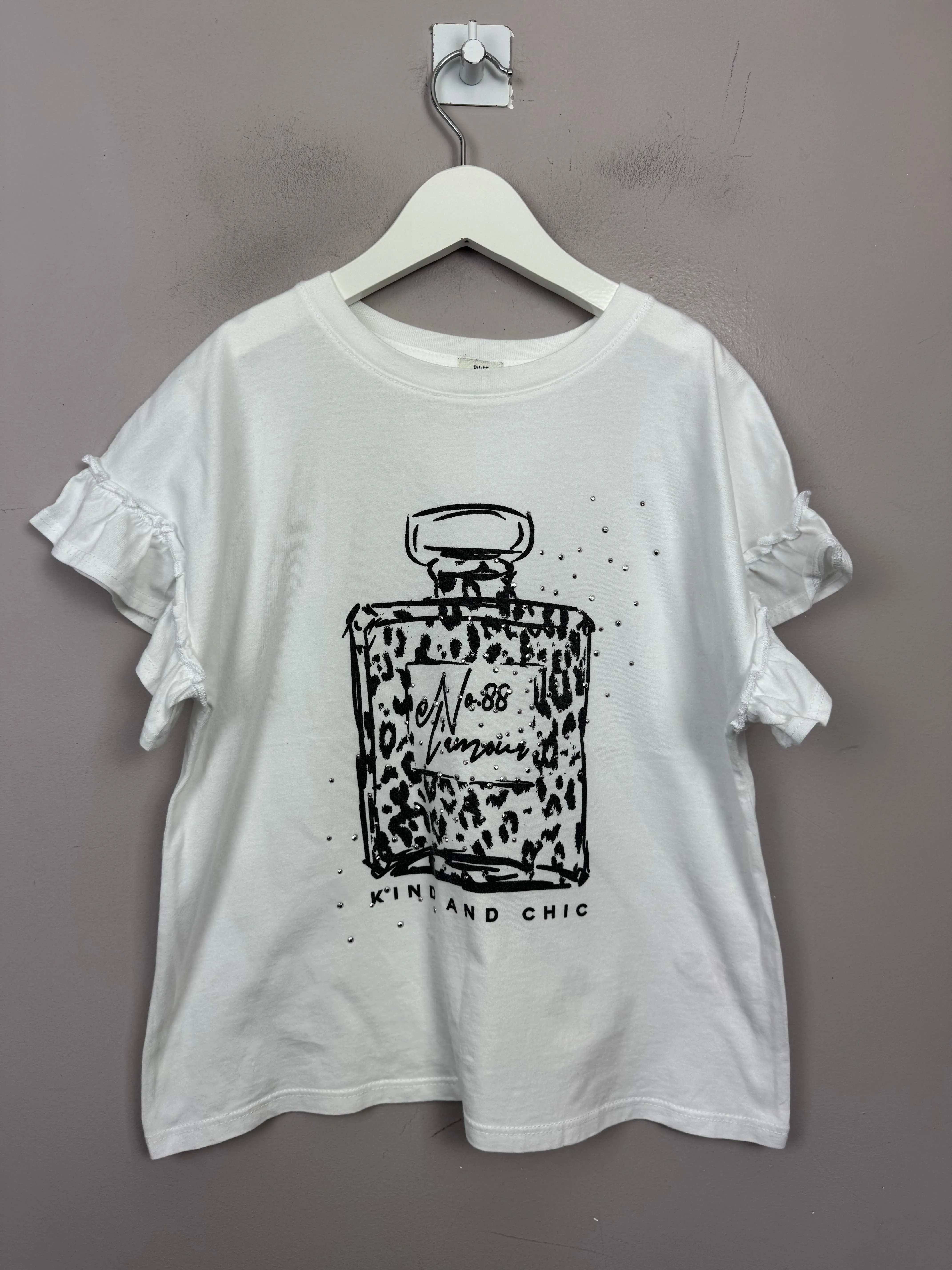 River Island White Perfume Bottle T-shirt 9-10y