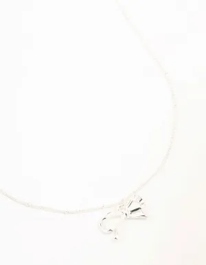 Silver Plated Bow & Ball Chain Necklace