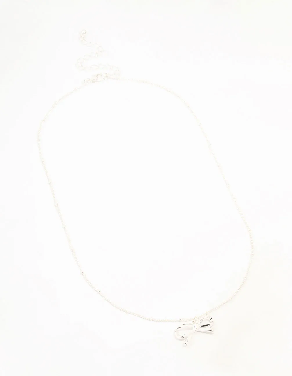 Silver Plated Bow & Ball Chain Necklace