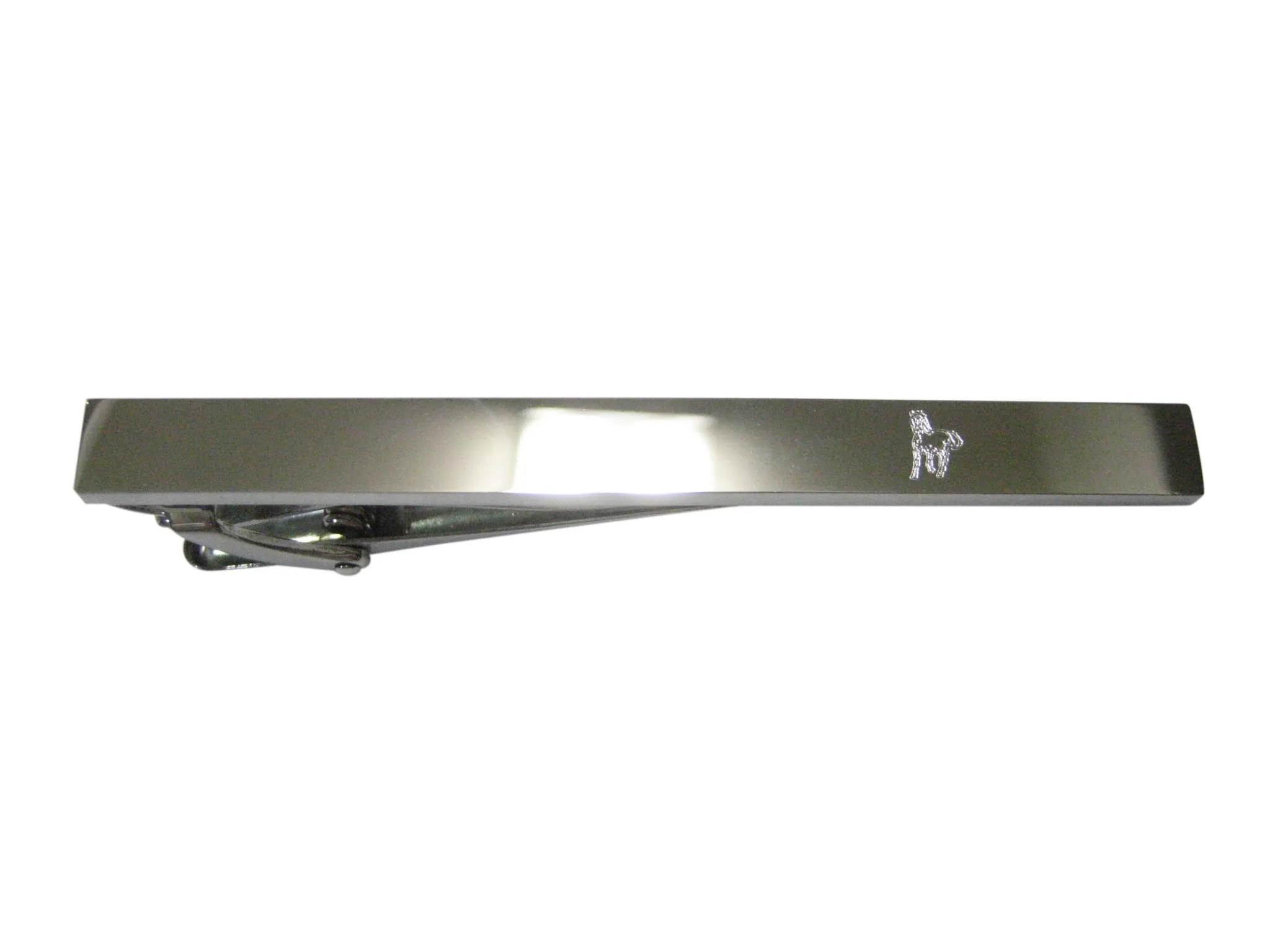 Silver Toned Etched Sleek Galloping Horse Tie Clip