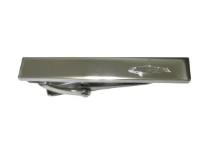 Silver Toned Etched Sleek Killer Whale Orca Skinny Tie Clip