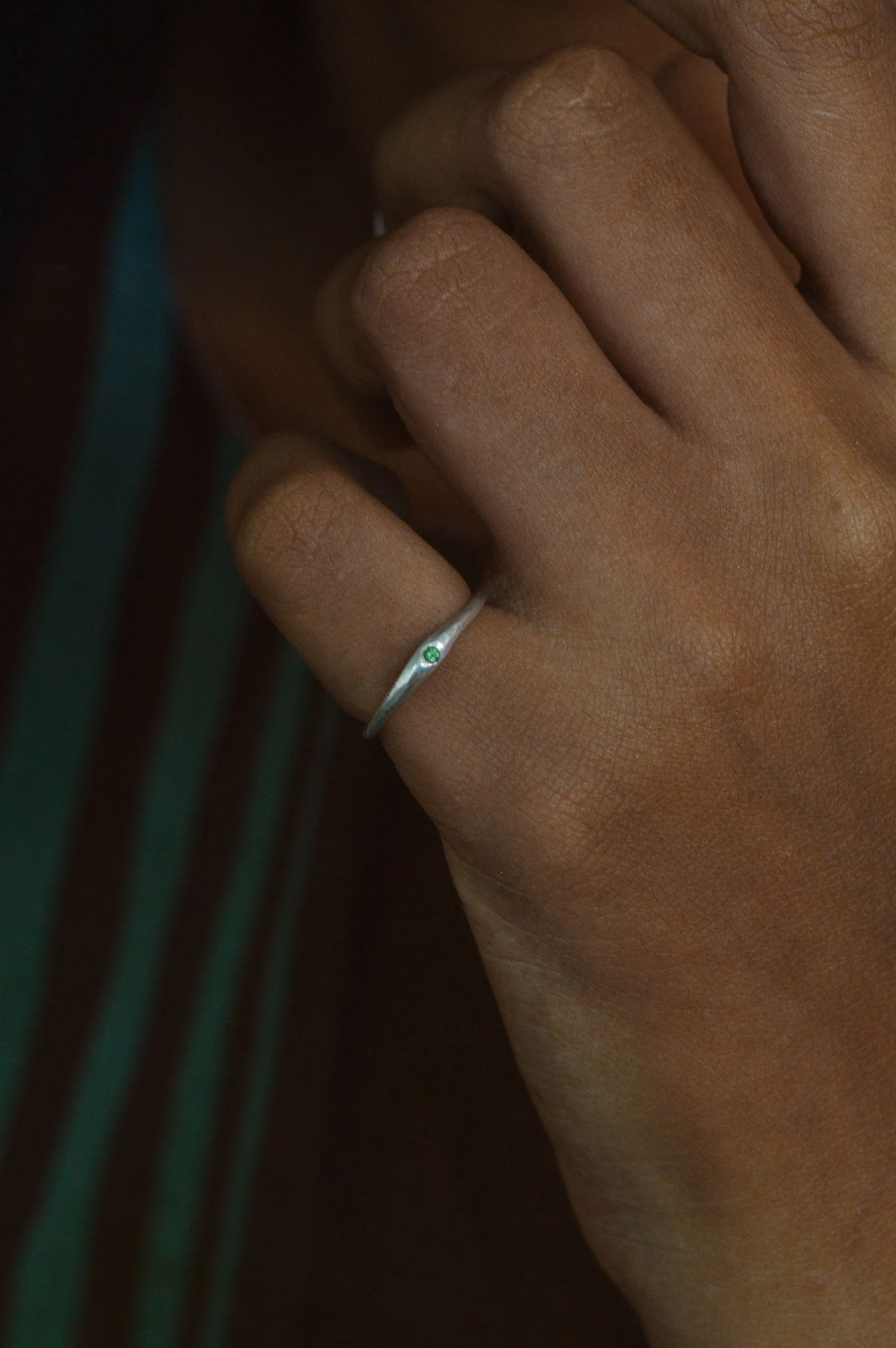 Siyum Emerald Silver Ring