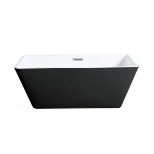 Sleek Square Bathtub - Free Standing - 67" Acrylic/Black And White