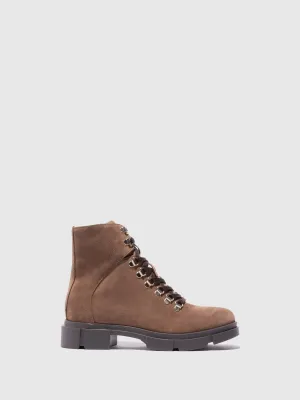 Taupe Lace-up Ankle Boots