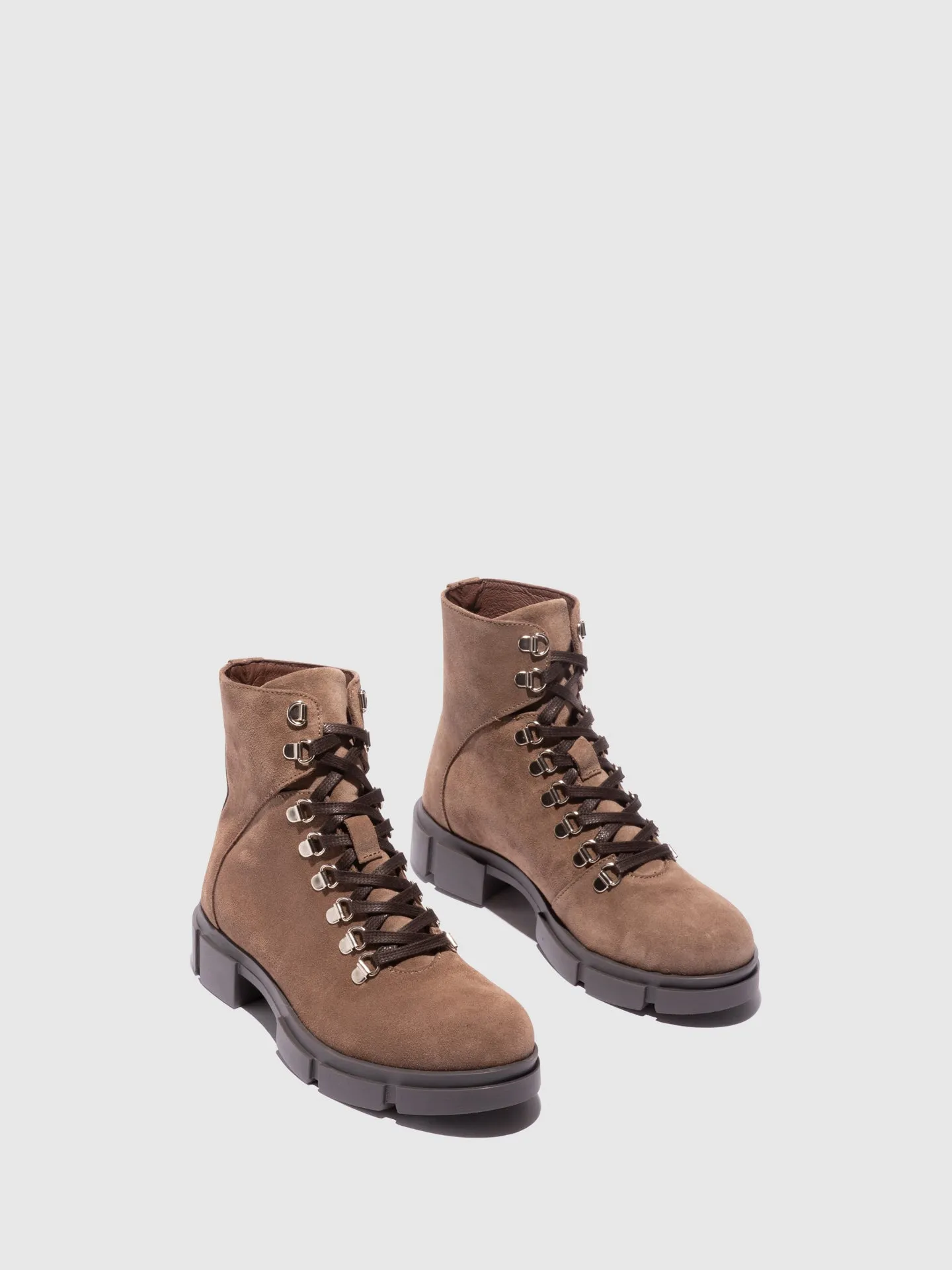 Taupe Lace-up Ankle Boots