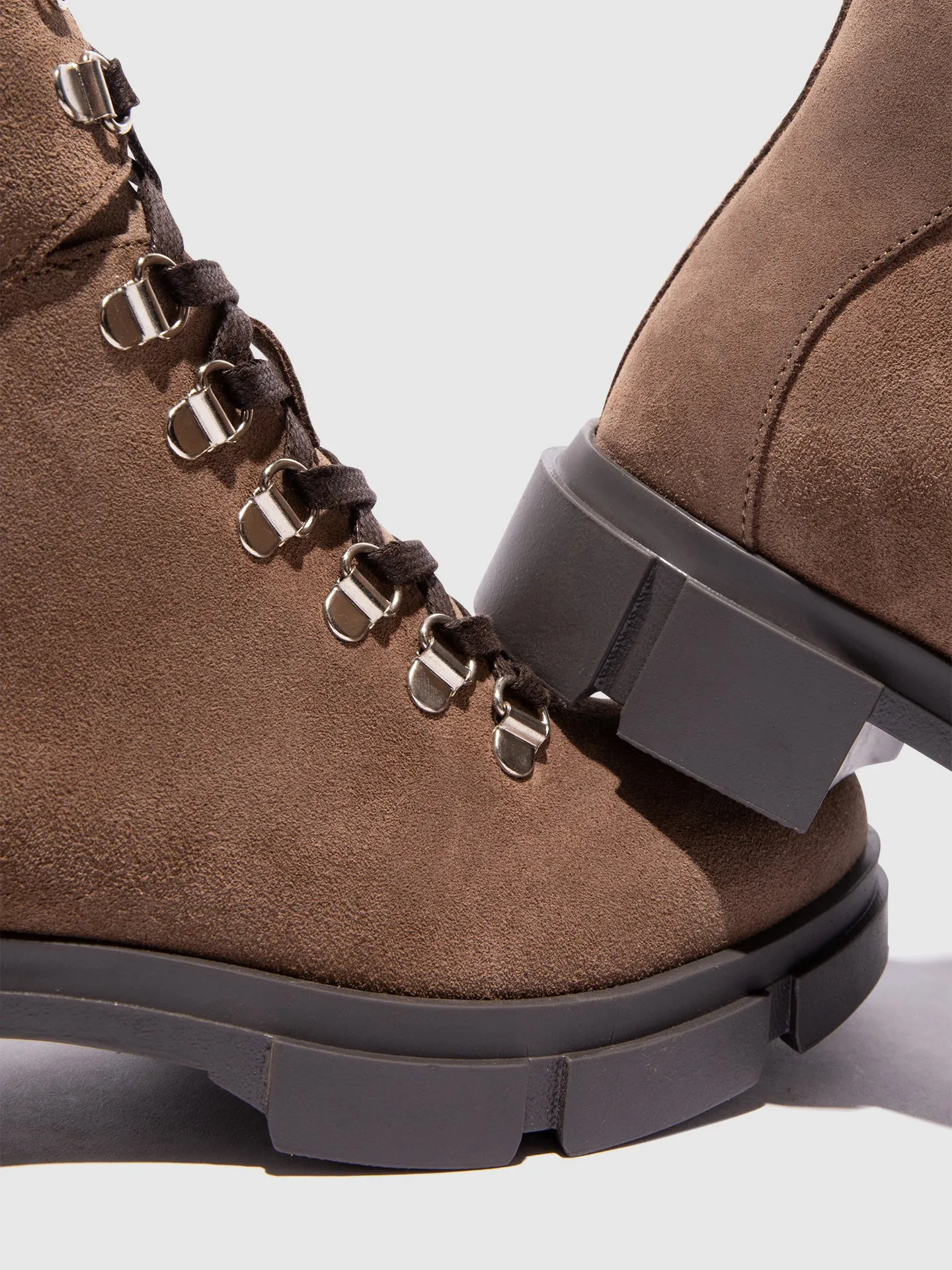Taupe Lace-up Ankle Boots