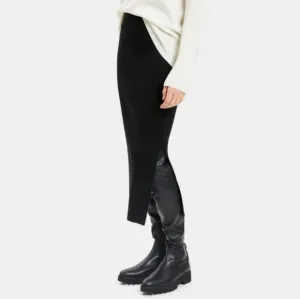 Theory Maxi Knit Skirt in Stretch Viscose Knit Black Pull On Sleek Slimming