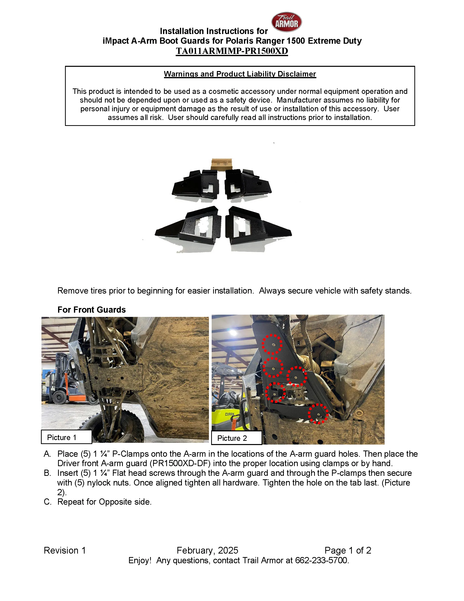 Trail Armor  2024 Polaris Ranger 1500 XD, 1500 XD Crew (Premium, Ultimate and Northstar Edition Premium, Northstar Edition Ultimate) iMpact A-Arm Guards