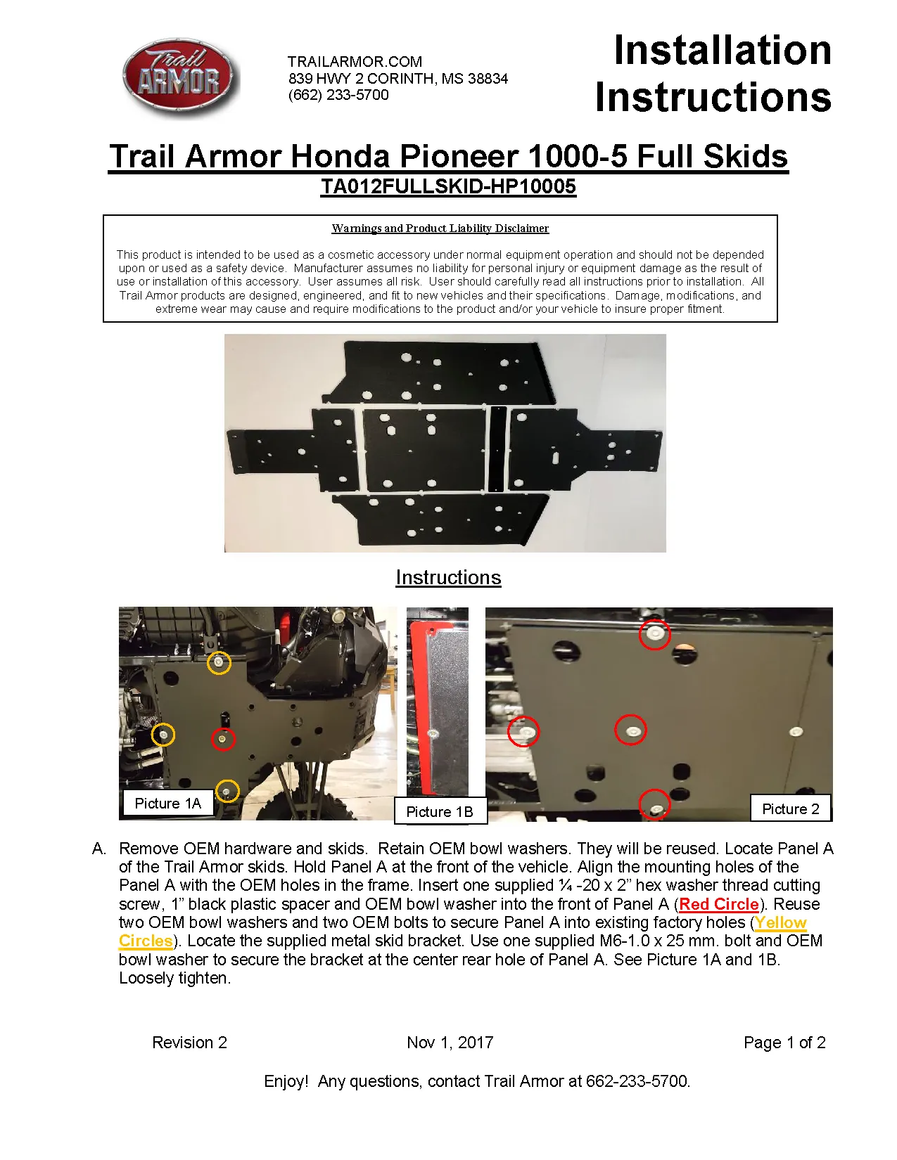 Trail Armor Honda Pioneer 1000 and 1000-5 Full Skids 2016 - 2024