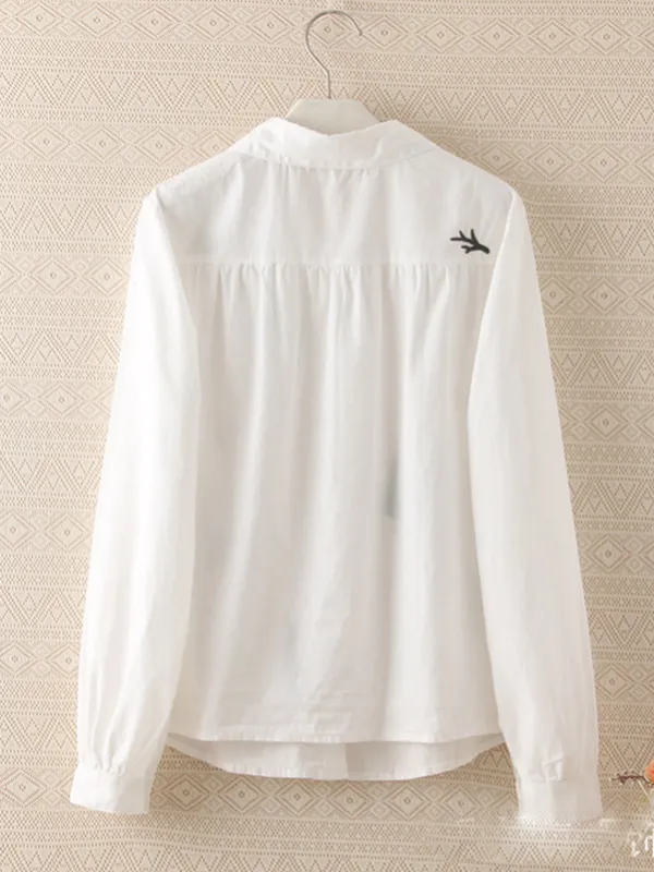 trail of tree embroidered shirt