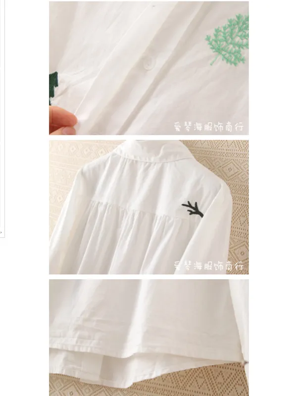 trail of tree embroidered shirt