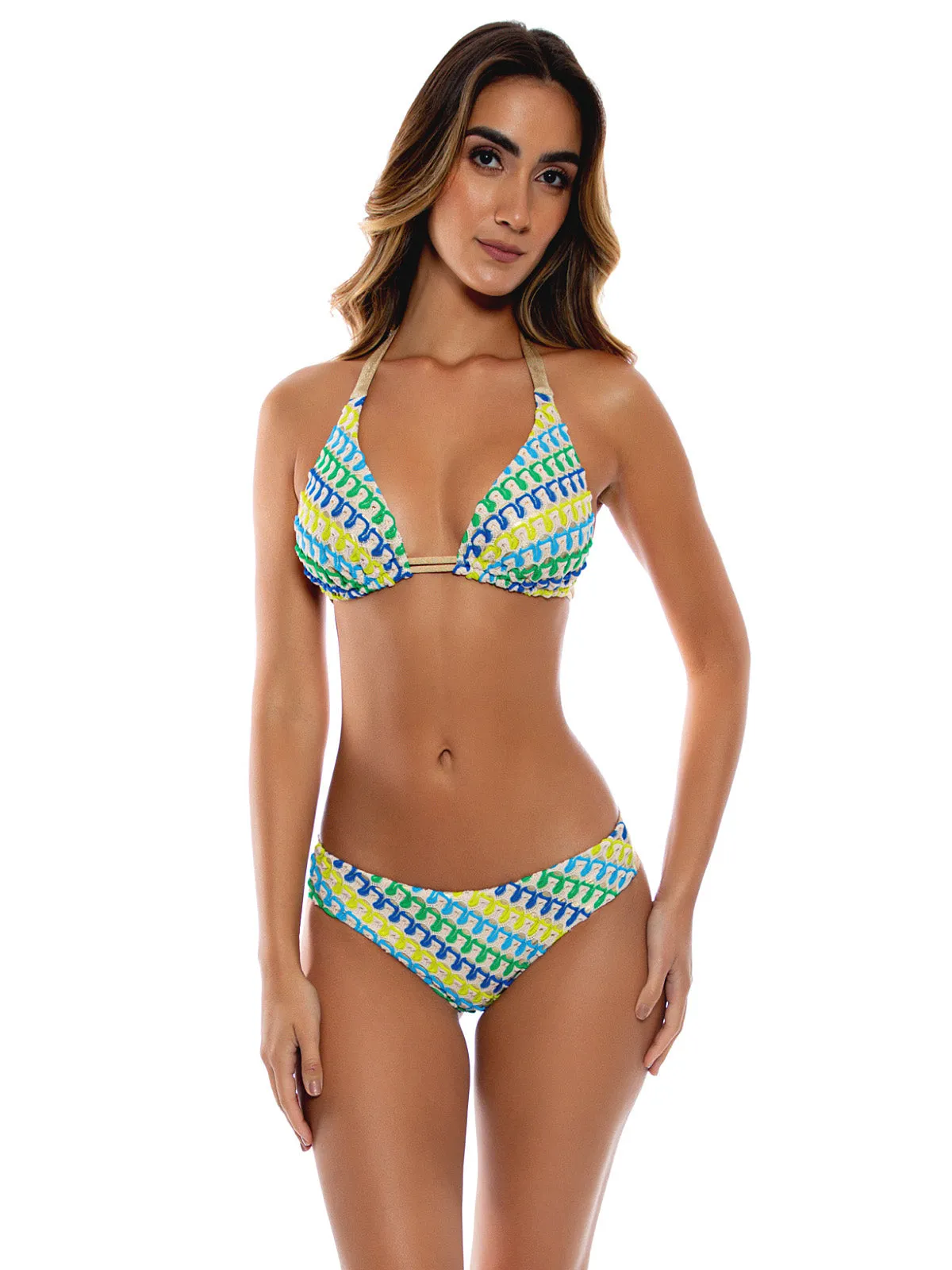 Triangle Halter-Seamless Ruched Back Bikini