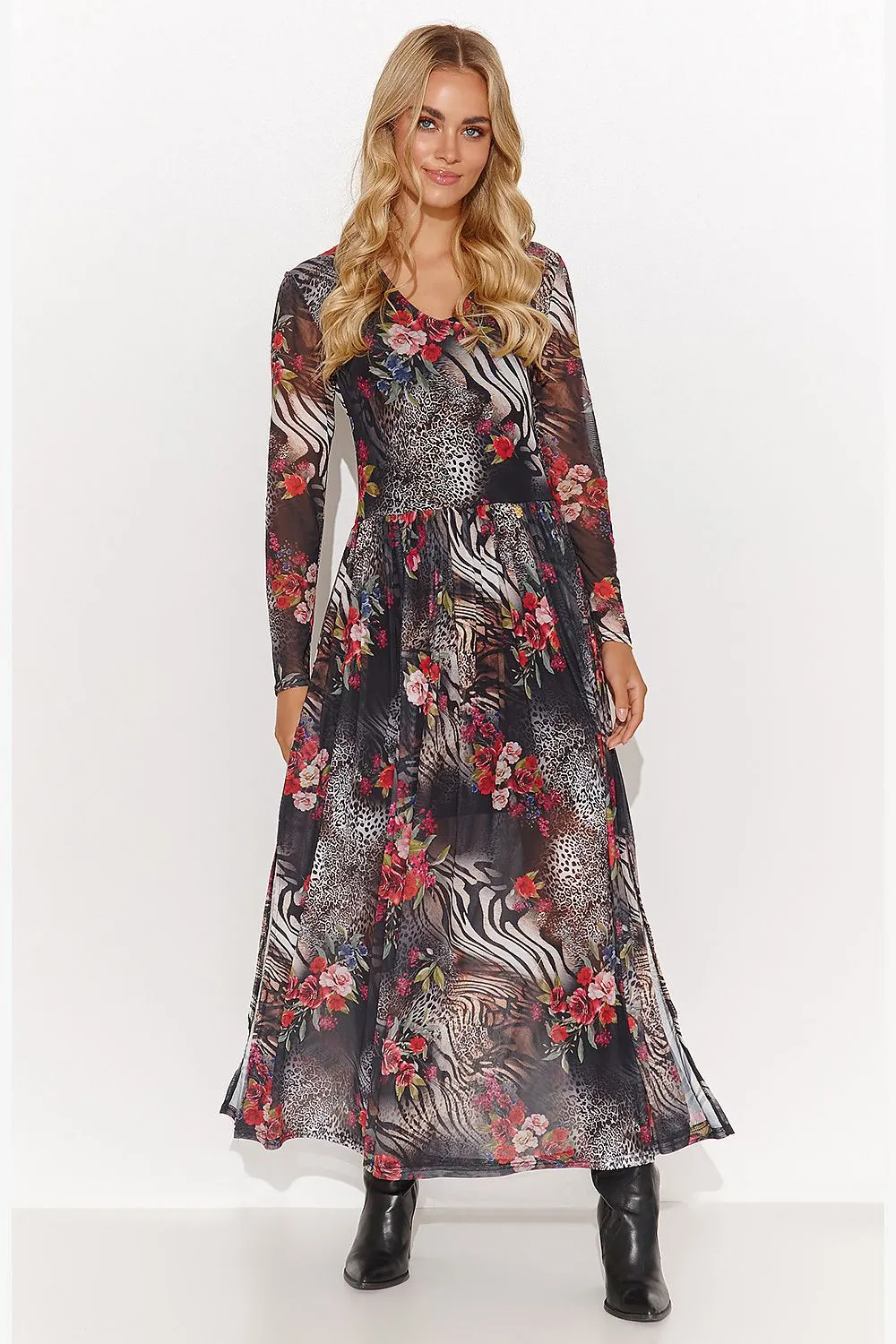 Triangle Neckline Elegant Long Dress
