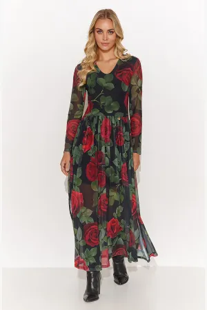 Triangle Neckline Elegant Long Dress