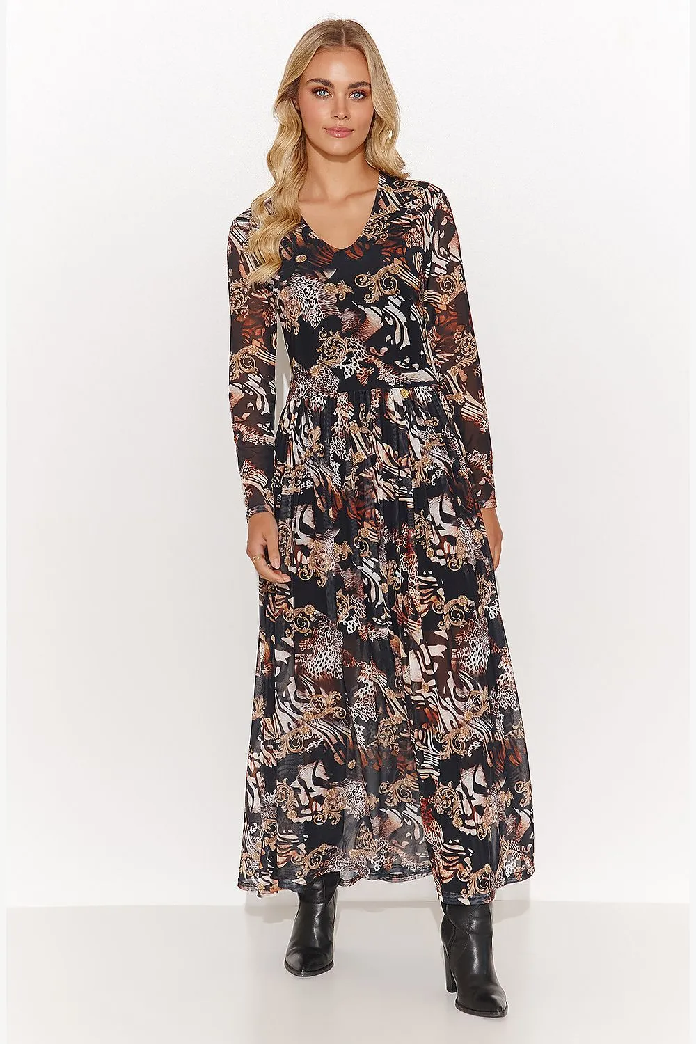 Triangle Neckline Elegant Long Dress