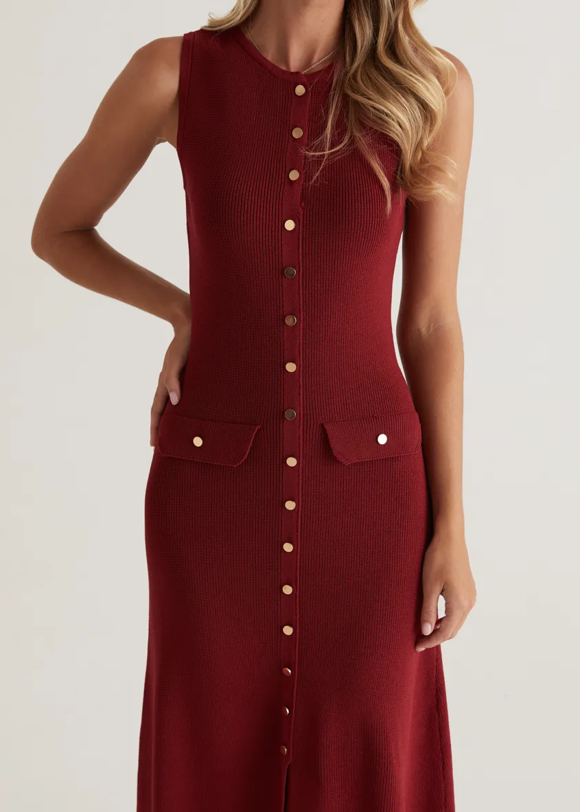 Tully Knit Midi Dress - Wine