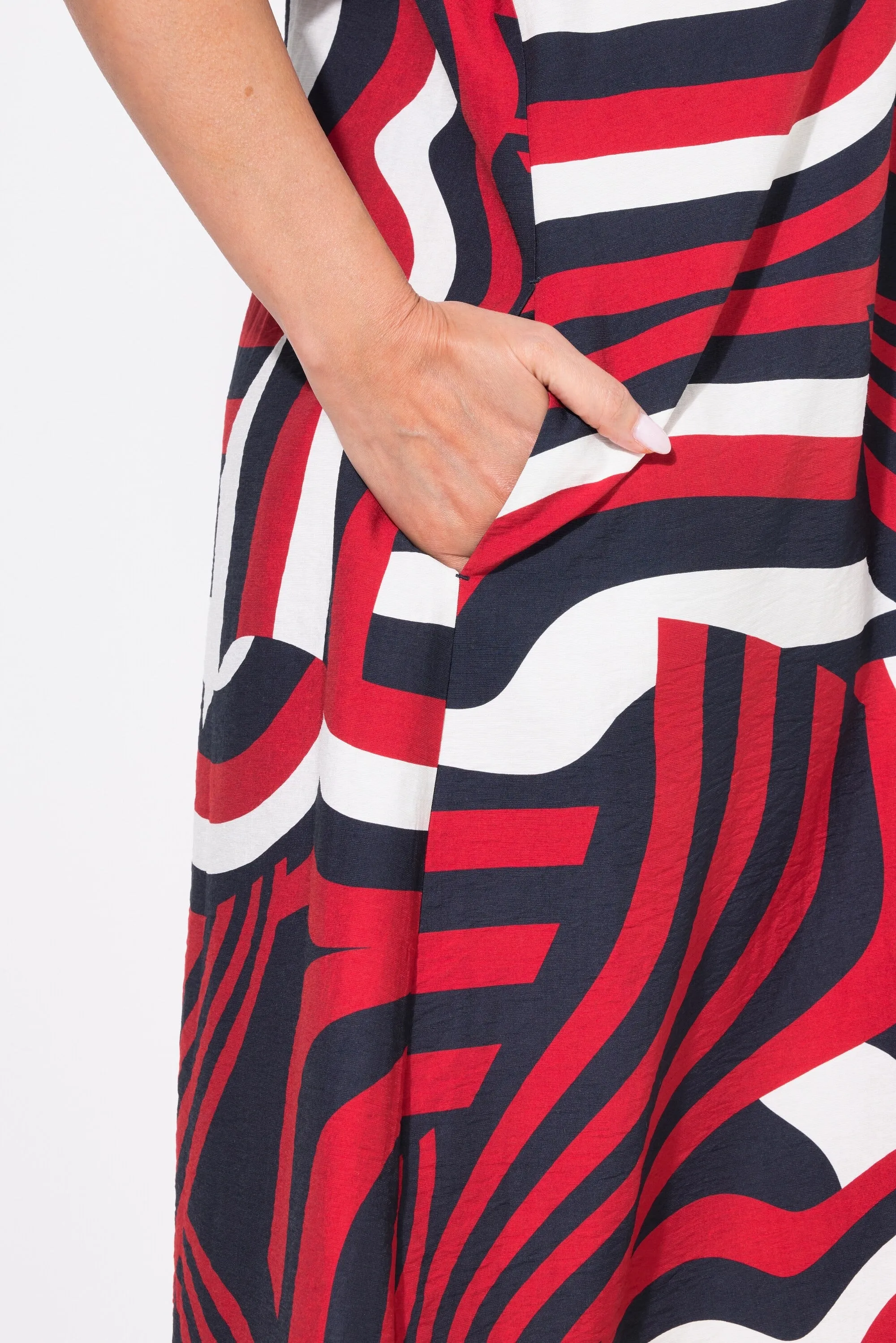 Ulla Popken Wave Dress in Red