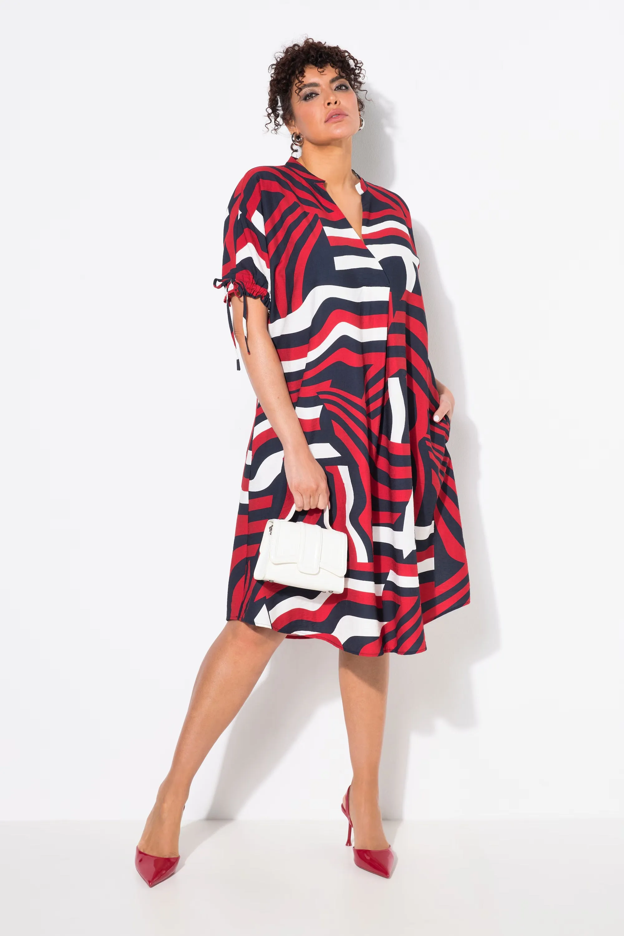 Ulla Popken Wave Dress in Red