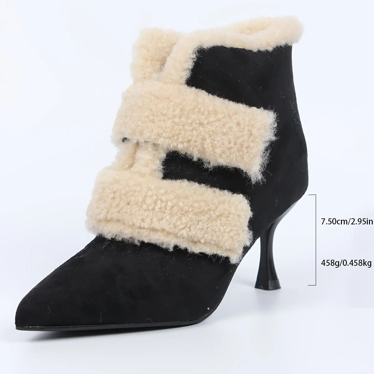 VougeVamp Women's Elegant Stiletto Heel Short Boots – Warm Velvet-Lined Ankle Booties
