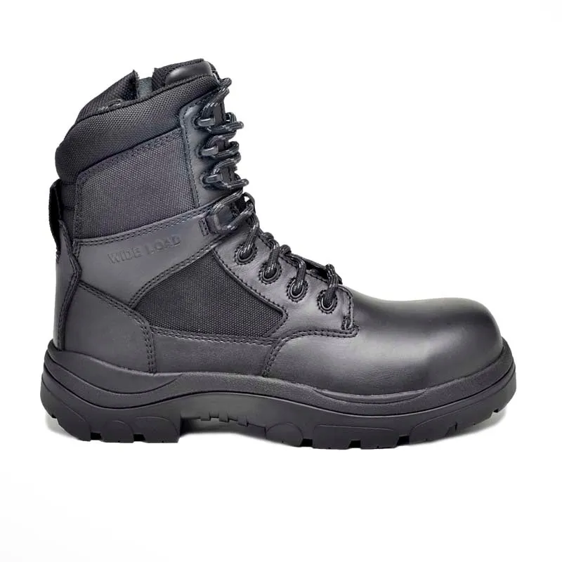 Wide Load 790BZN - 8INCH BLACK SOFT TOE ZIP / LACE UP BOOT