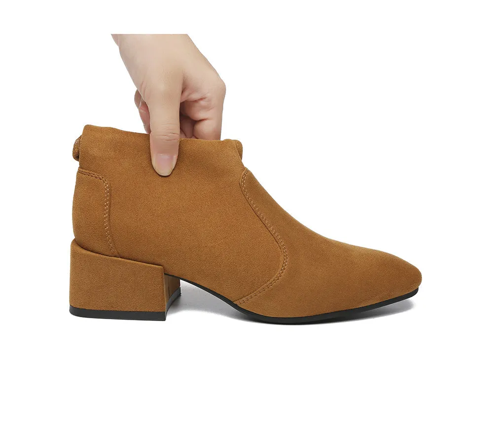 Women Ankle Sock Microsuede Boots Block Heels Kenia