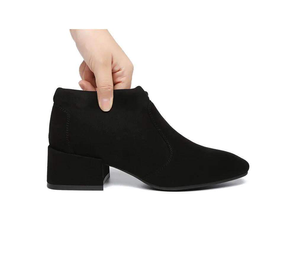 Women Ankle Sock Microsuede Boots Block Heels Kenia