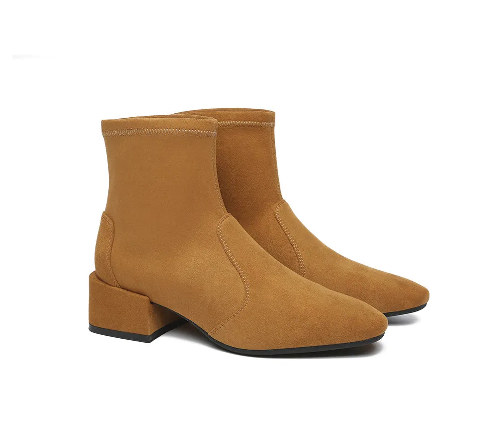 Women Ankle Sock Microsuede Boots Block Heels Kenia