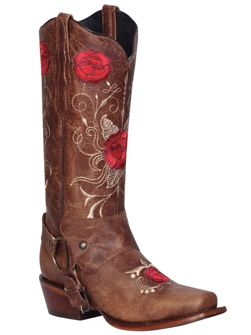 Women's Westwing Tang Bovine Leather Rodeo Boots with Hoop 'El General' Tan Color 41783