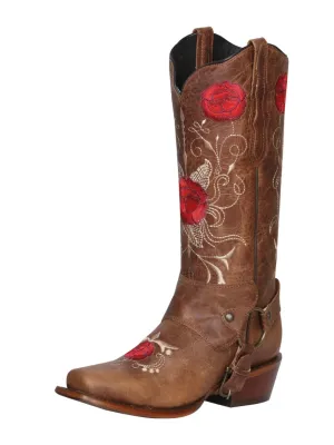 Women's Westwing Tang Bovine Leather Rodeo Boots with Hoop 'El General' Tan Color 41783