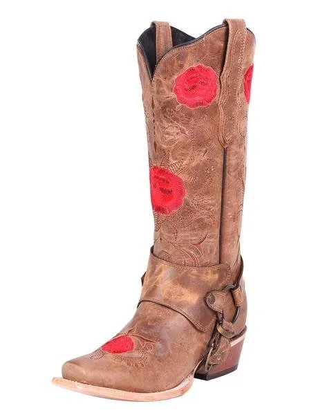 Women's Westwing Tang Bovine Leather Rodeo Boots with Hoop 'El General' Tan Color 41783