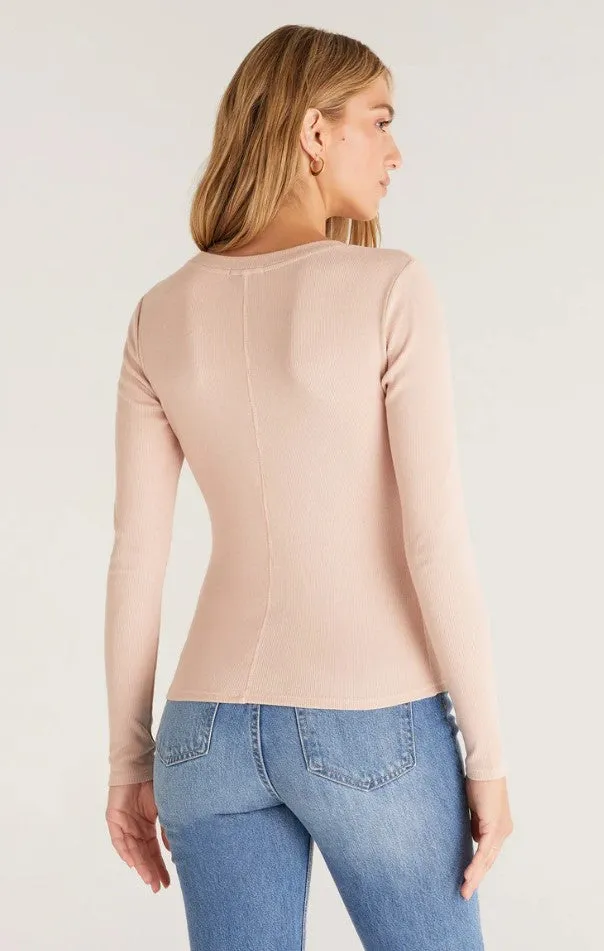 Z Supply Sirena Long Rib Tee, White/Navy/Birch/ Heather Grey/Evergreen/Soft Pink/Black