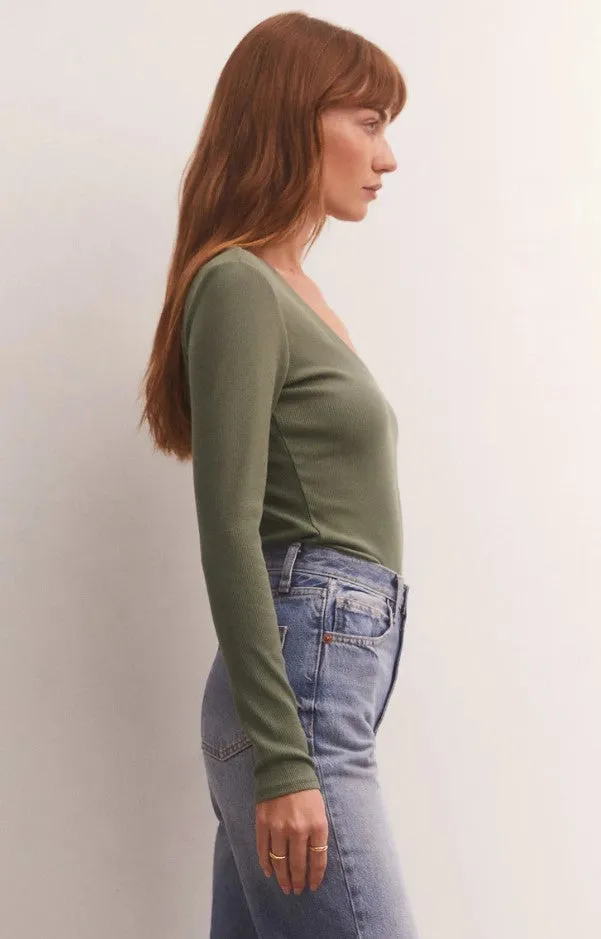 Z Supply Sirena Long Rib Tee, White/Navy/Birch/ Heather Grey/Evergreen/Soft Pink/Black