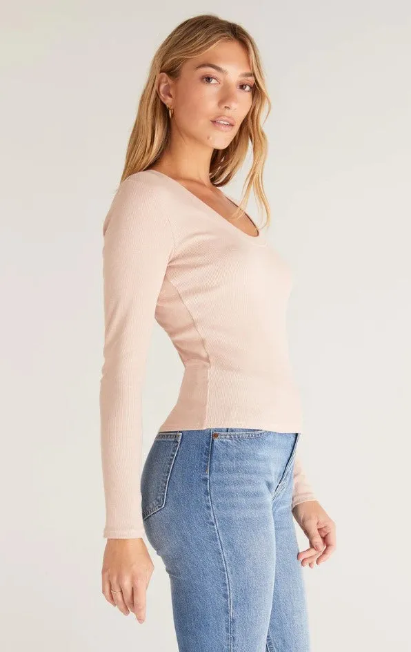 Z Supply Sirena Long Rib Tee, White/Navy/Birch/ Heather Grey/Evergreen/Soft Pink/Black