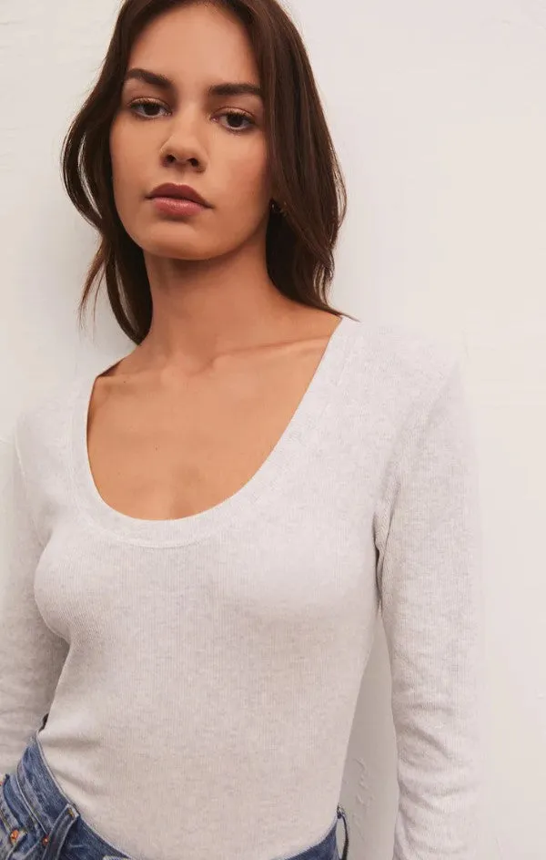 Z Supply Sirena Long Rib Tee, White/Navy/Birch/ Heather Grey/Evergreen/Soft Pink/Black