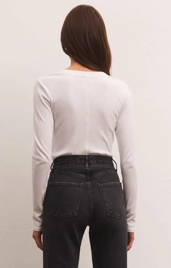 Z Supply Sirena Long Rib Tee, White/Navy/Birch/ Heather Grey/Evergreen/Soft Pink/Black
