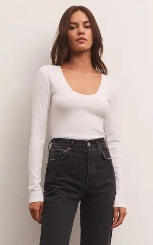 Z Supply Sirena Long Rib Tee, White/Navy/Birch/ Heather Grey/Evergreen/Soft Pink/Black
